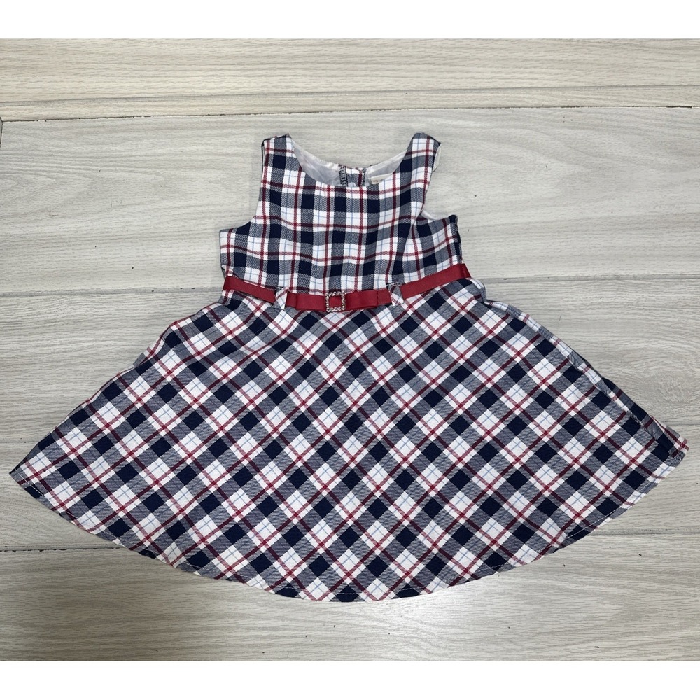 SWEET HEART ROSE Plaid Party Dress Girls Size 2T Dark Pink White Blue
